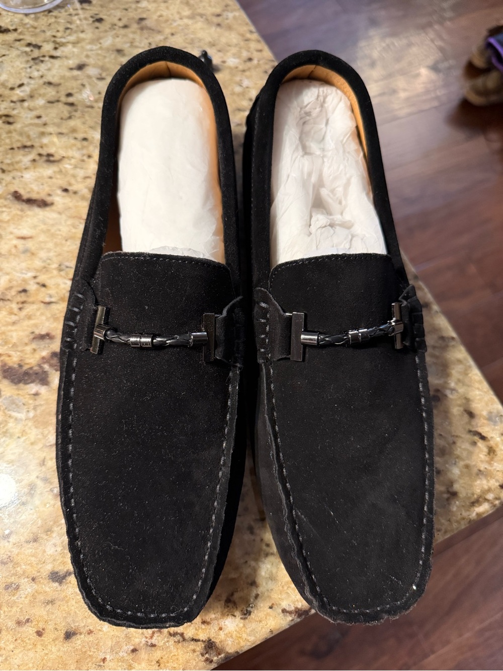 Men's Black Suede Slip-On Loafers